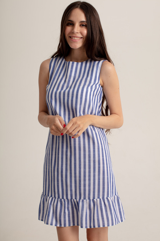 Платье в продольную полоску с рюшем 2 - интернет-магазин Natali Bolgar