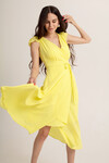  Платье на запах лимонного цвета с рукавами-крылышками 1 - интернет-магазин Natali Bolgar