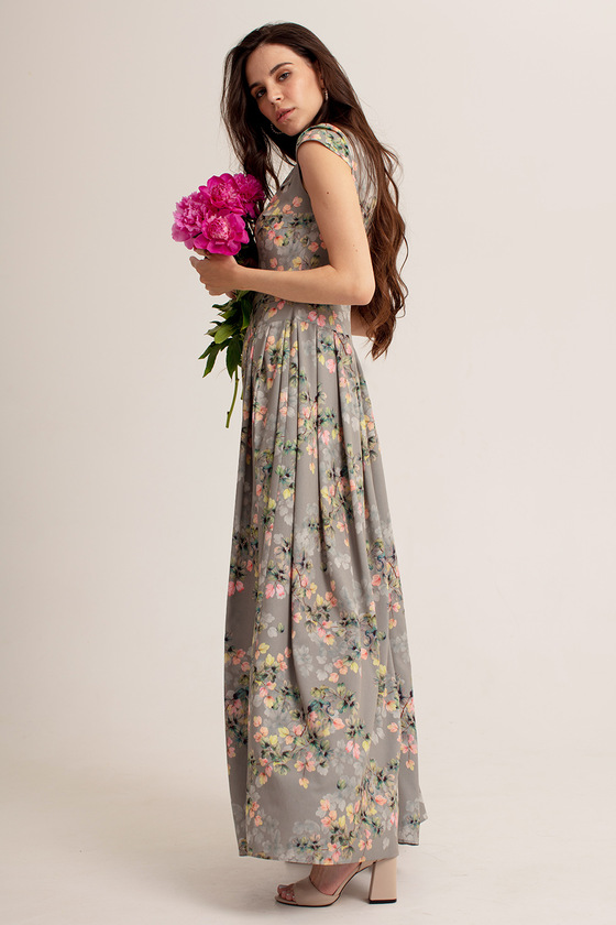 Платье в пол с нежным цветочным принтом 2 - интернет-магазин Natali Bolgar