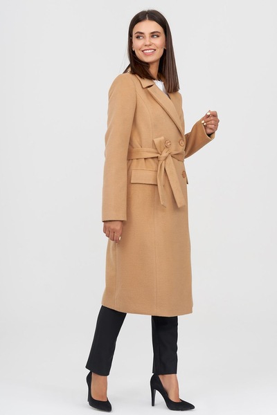 Классическое двубортное пальто цвета кэмел  – Natali Bolgar