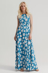 Синее платье в пол с цветочным принтом 2 - интернет-магазин Natali Bolgar