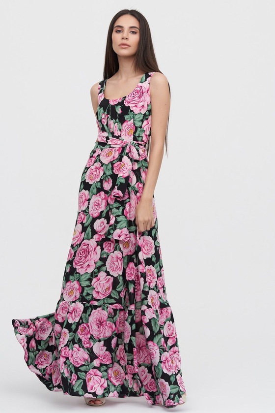 Длинное платье с принтом роз 3 - интернет-магазин Natali Bolgar