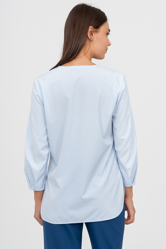 Блуза голубого цвета с декоративной складкой 1 - интернет-магазин Natali Bolgar