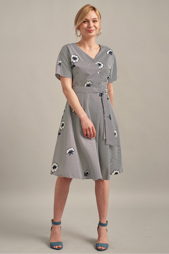 Платье с элементом запаха в мелкую полоску - интернет-магазин Natali Bolgar