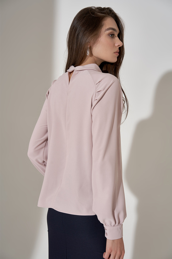 Блуза пудрового цвета с воротником-стойкой 2 - интернет-магазин Natali Bolgar