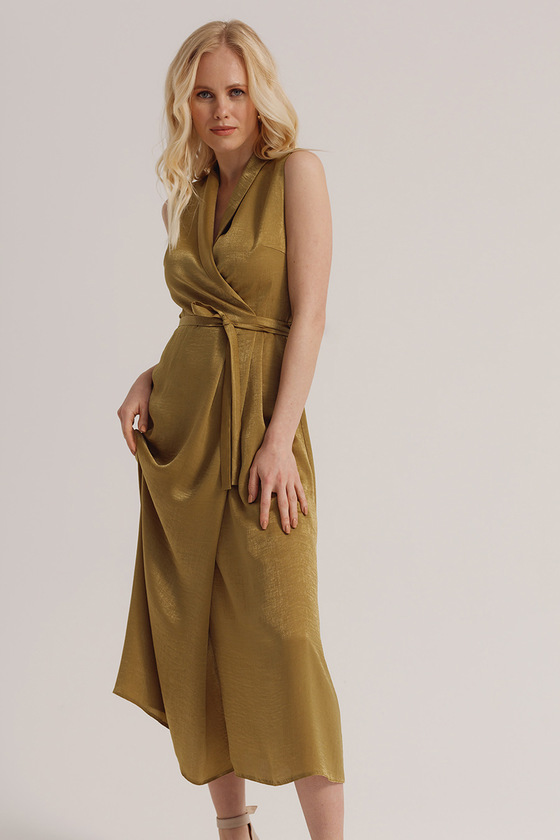 Платье оливкового цвета на запах  - интернет-магазин Natali Bolgar