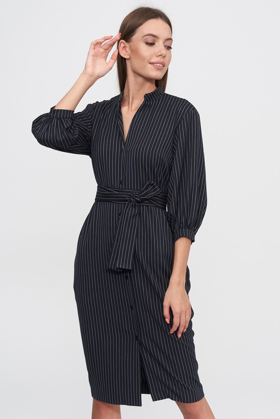 Платье черного цвета в мелкую полоску 1 - интернет-магазин Natali Bolgar