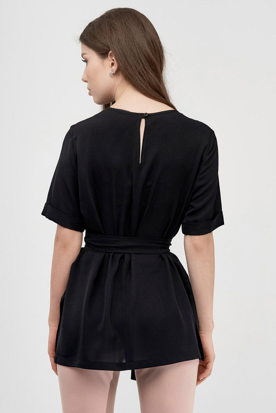Блуза черного цвета с разрезами 1 - интернет-магазин Natali Bolgar