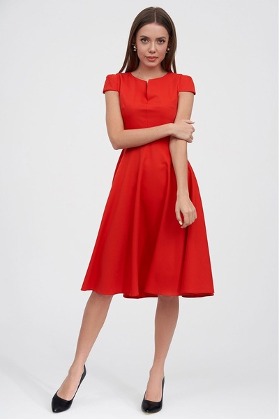 Платье с расклешенной юбкой красного цвета  – Natali Bolgar