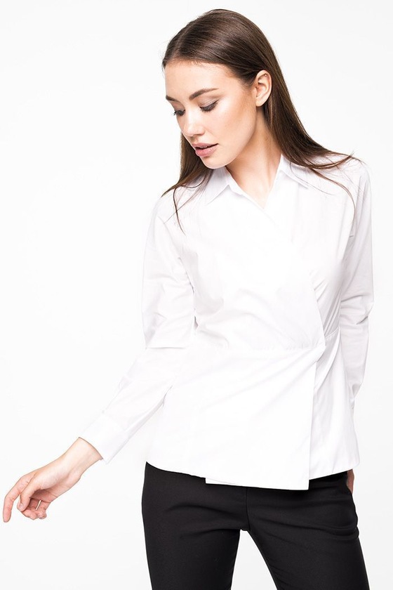 Блуза на запах из белого коттона - интернет-магазин Natali Bolgar