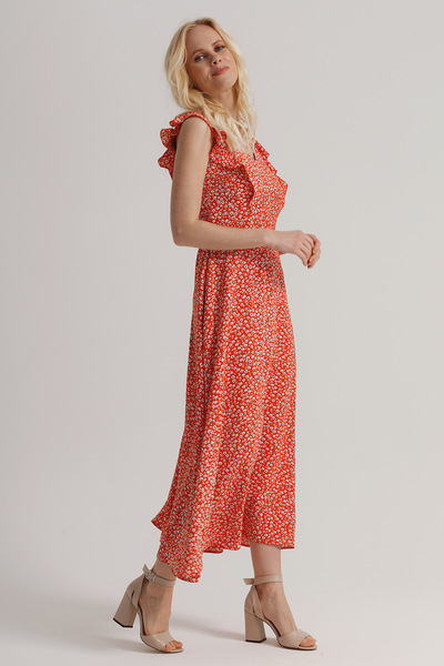 Длинное красное платье с цветочным принтом   – Natali Bolgar