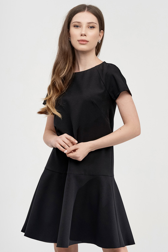 Платье черного цвета с воланом 1 - интернет-магазин Natali Bolgar