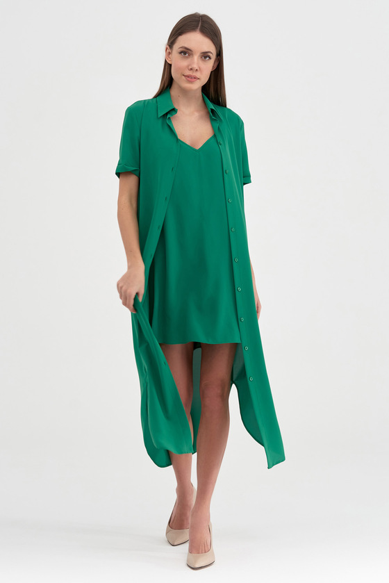 Платье-рубашка зеленого цвета 4 - интернет-магазин Natali Bolgar