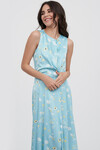 Голубое шелковое платье в цветочном принте 1 - интернет-магазин Natali Bolgar