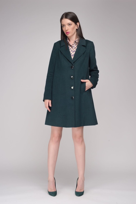 Свободное пальто изумрудного цвета - интернет-магазин Natali Bolgar