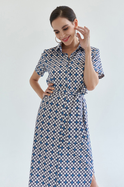 Платье-рубашка с геометрическим принтом  – Natali Bolgar