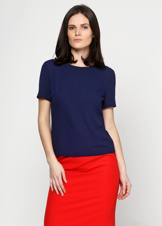 Однотонная блуза темно-синего цвета - интернет-магазин Natali Bolgar