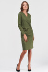 Платье оливкового цвета с драпировкой - интернет-магазин Natali Bolgar