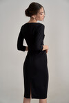 Платье миди черного цвета с V-образным вырезом 3 - интернет-магазин Natali Bolgar