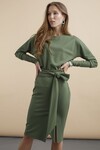 Платье оливкового цвета с разрезом 2 - интернет-магазин Natali Bolgar