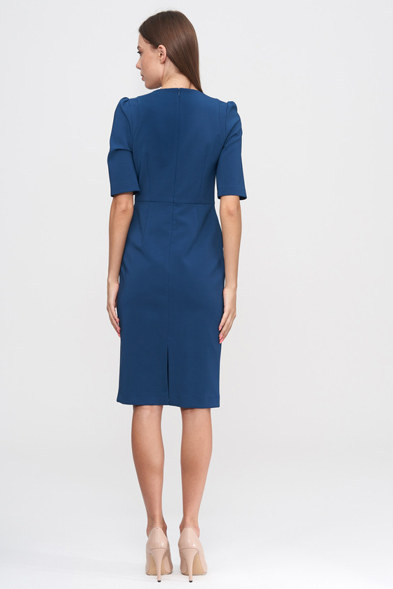 Платье синего цвета с драпировкой 2 - интернет-магазин Natali Bolgar