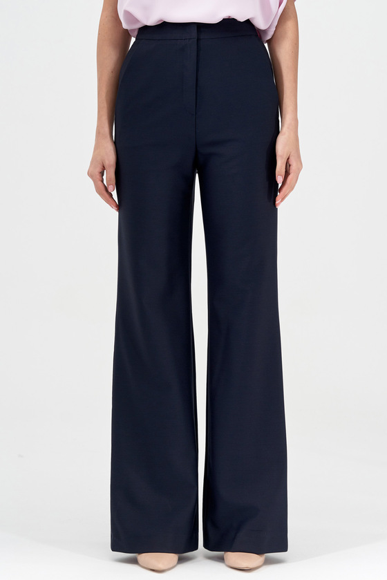 Широкие брюки темно-синего цвета 1 - интернет-магазин Natali Bolgar