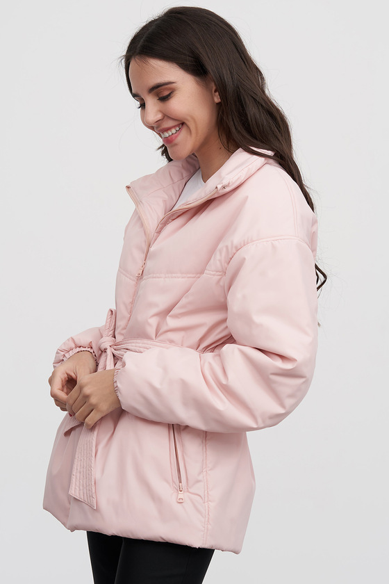 Куртка пудрового цвета с поясом 2 - интернет-магазин Natali Bolgar