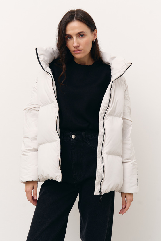 Біла тепла куртка 1 - интернет-магазин Natali Bolgar