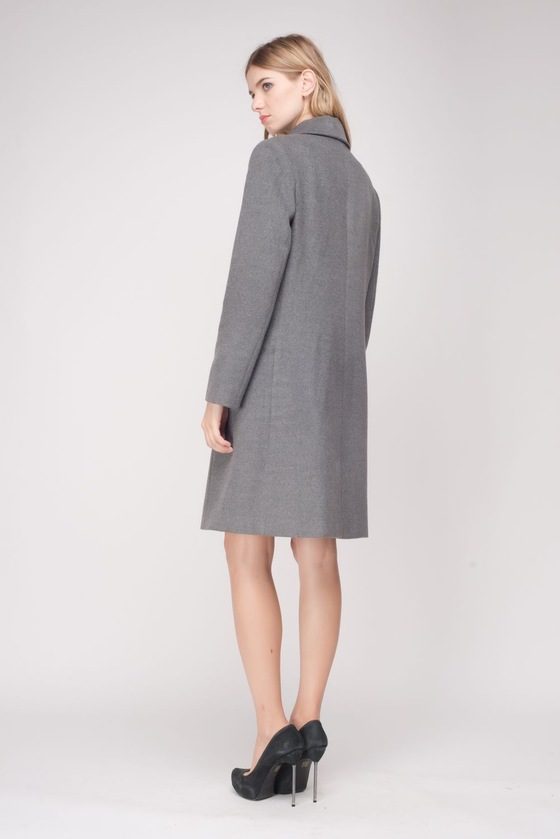 Прямое пальто серого цвета с карманами 1 - интернет-магазин Natali Bolgar