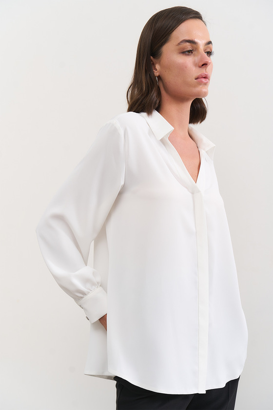 Белая блуза с поясом 3 - интернет-магазин Natali Bolgar