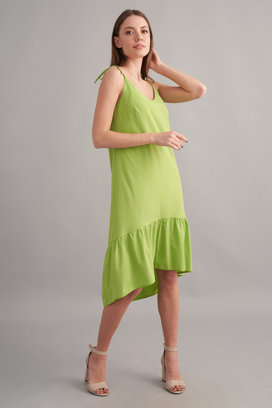 Летнее платье салатового цвета с асимметричным низом 3 - интернет-магазин Natali Bolgar