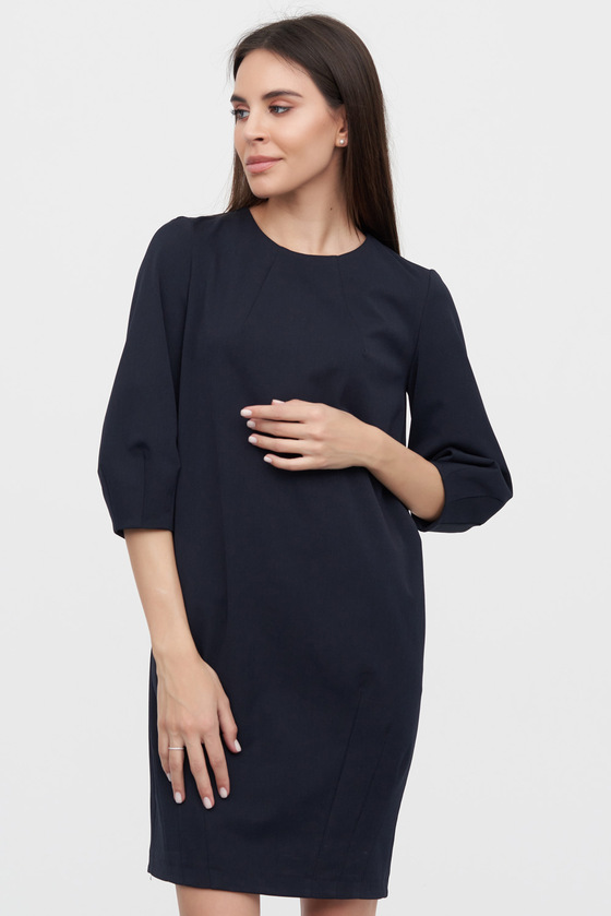 Платье с фигурными рукавами темно-синего цвета 2 - интернет-магазин Natali Bolgar
