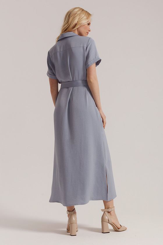 Длинное платье-рубашка голубого цвета 4 - интернет-магазин Natali Bolgar