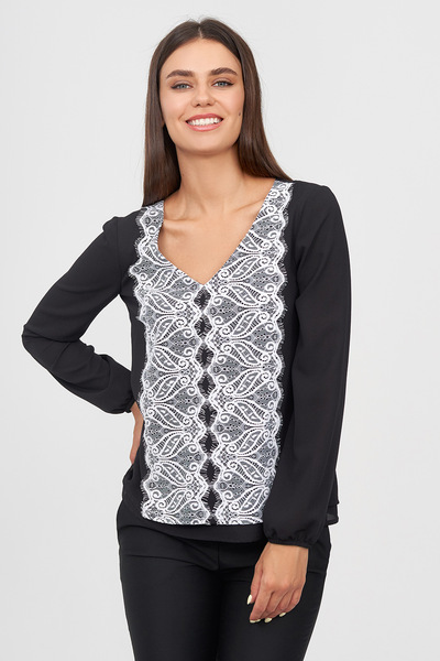 Блуза чорного кольору із мережевими вставками  – Natali Bolgar