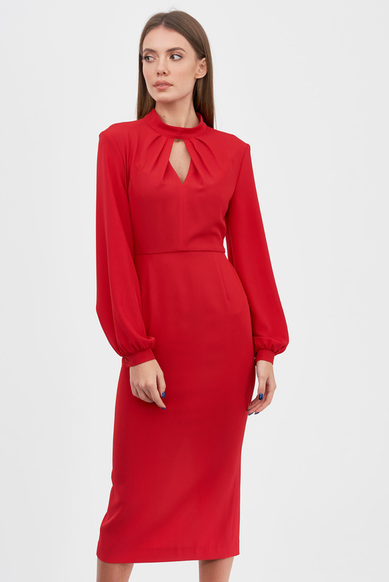 Платье красного цвета с вырезом 1 - интернет-магазин Natali Bolgar