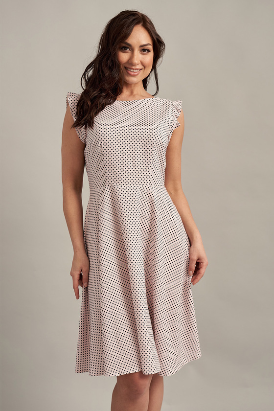 Светлое платье в мелкий горошек с юбкой полу-солнце 3 - интернет-магазин Natali Bolgar