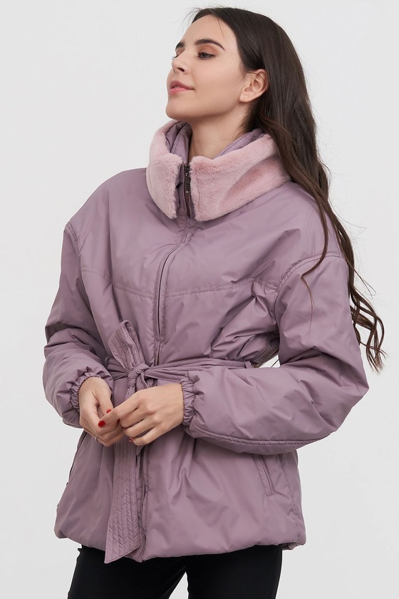 Куртка лилового цвета с поясом 2 - интернет-магазин Natali Bolgar